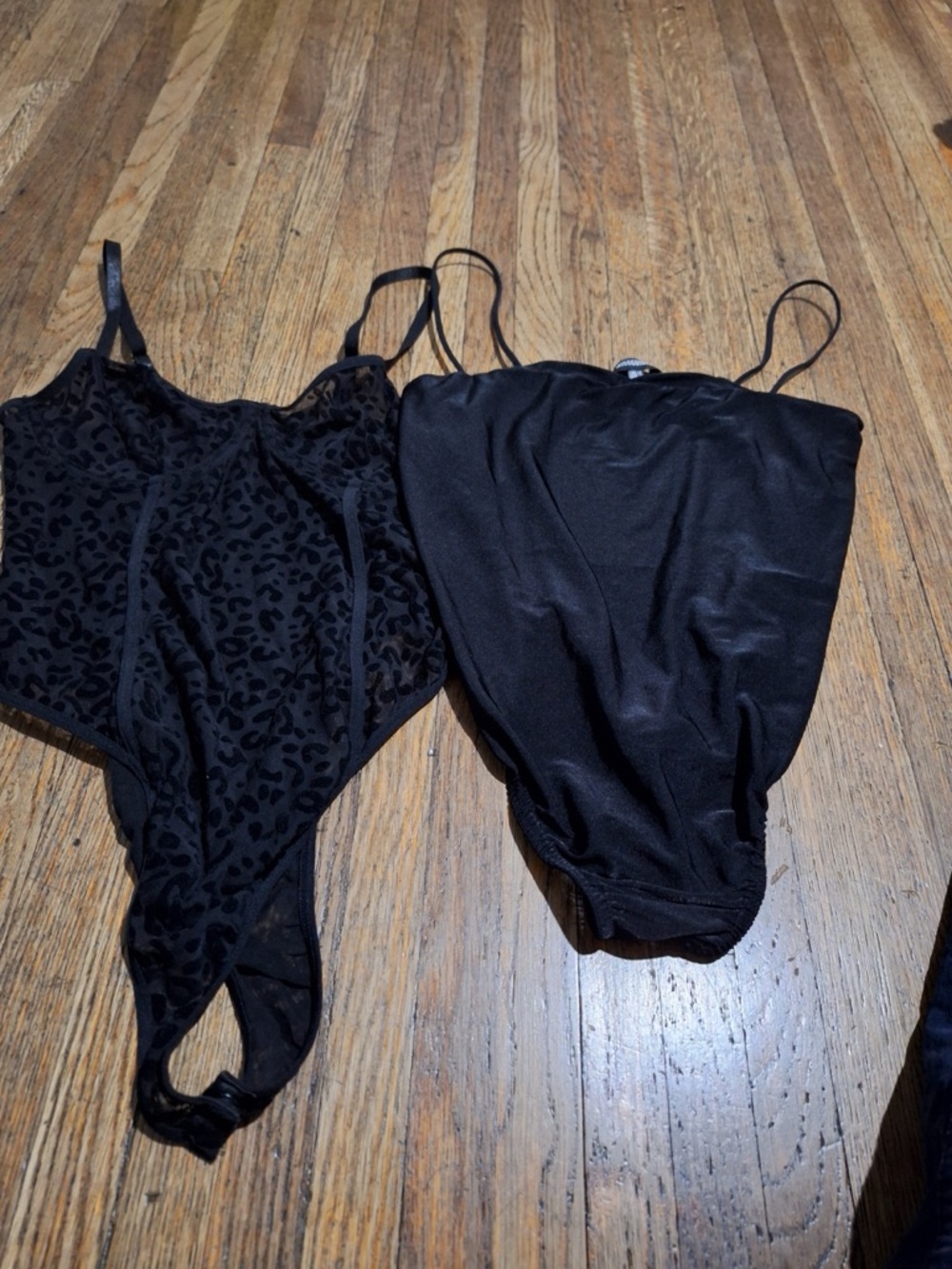 Missguided Sheer Leopard Bodysuit & Black Stretch Bodysuit Duo